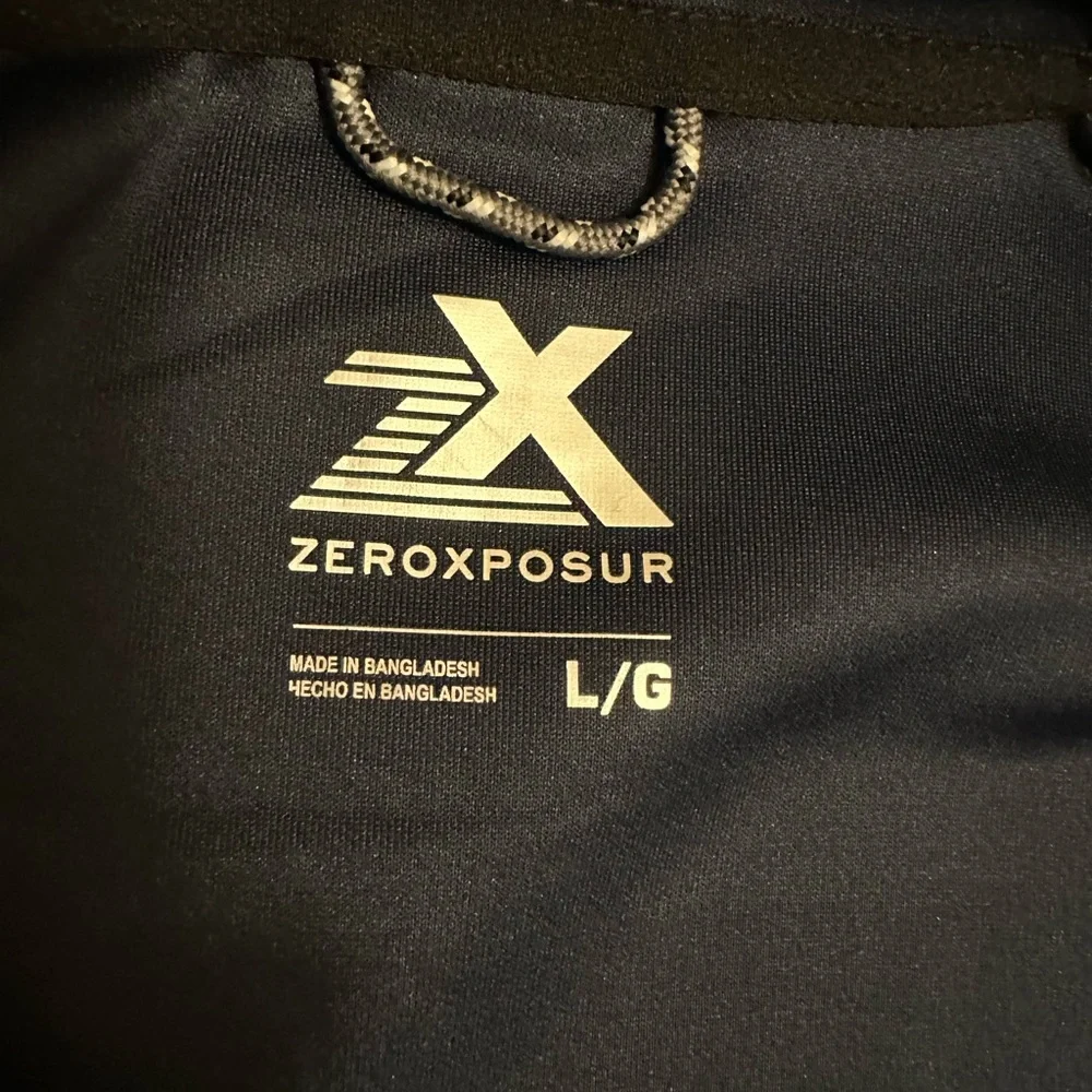 Zeroxposur Jacket Men Heathered Blue Zip Front Hooded Three Front Pockets Size L - Picture 5 of 7